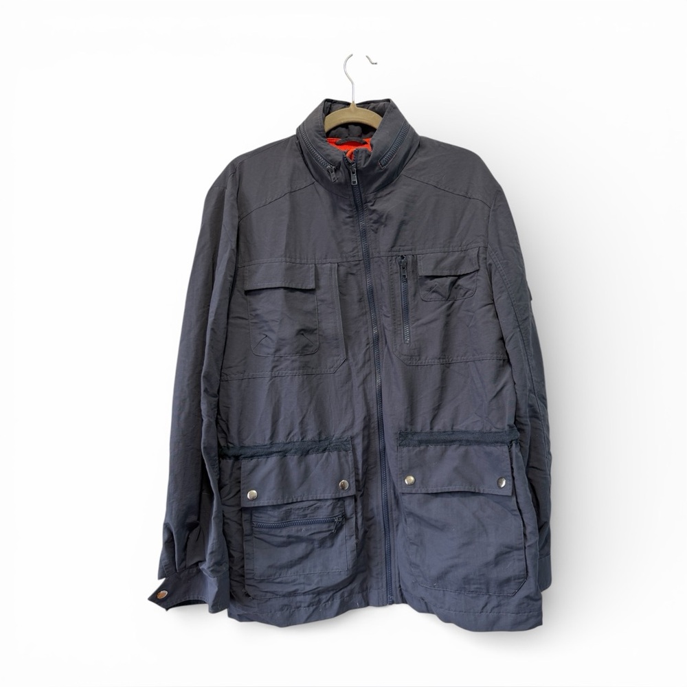 J.McLaughlin Women's Lightweight Navy Blue Packable Hood Jacket Size‎ Medium
